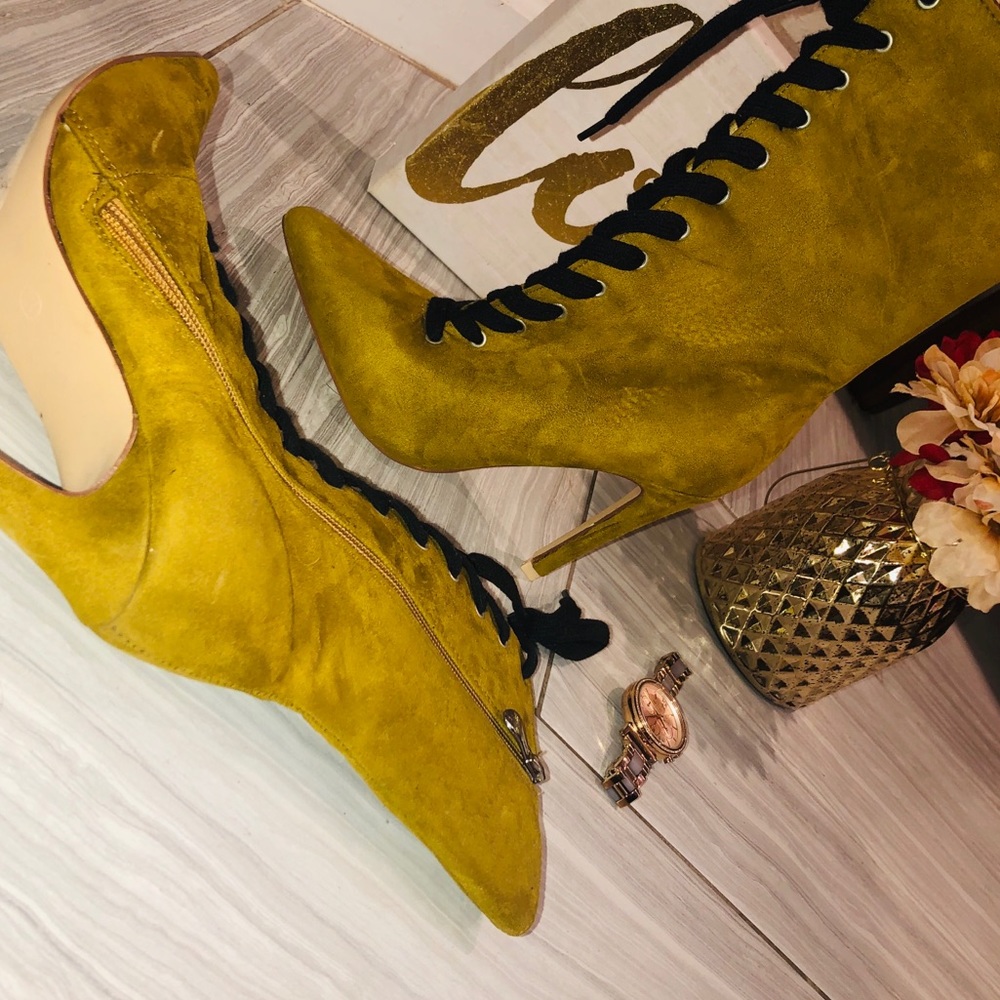 Lace up pointed toe booties